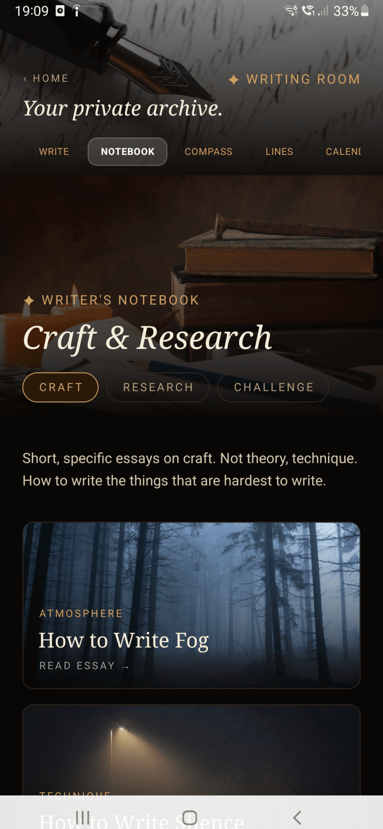 Writing Room — Craft & Research essays