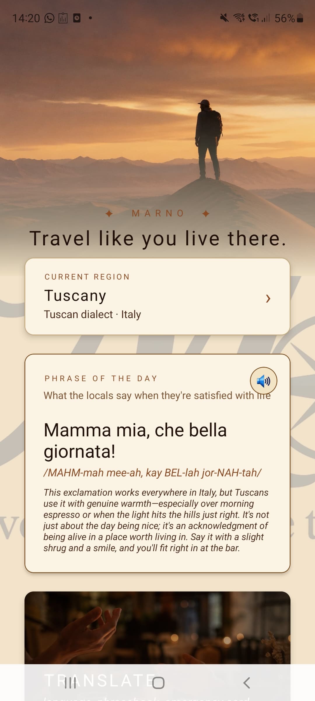 Marno home — Tuscany phrase of the day